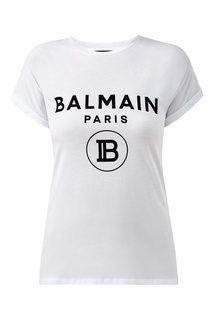 Футболка с бархатным логотипом Balmain
