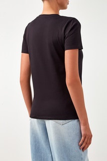 Черная футболка с декоративной застежкой Balmain