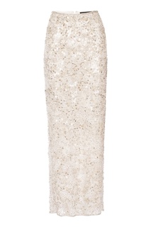 Длинная белая юбка с пайетками Alexander Terekhov