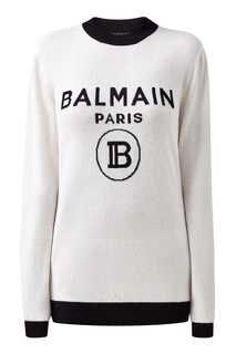 Белый джемпер с контрастной отделкой Balmain