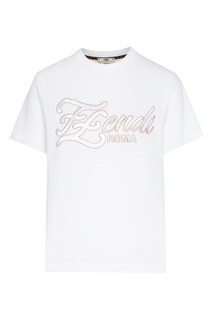 Белая футболка с вышивкой Fendi