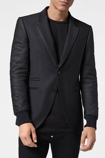 Черный пиджак с фактурной отделкой Philipp Plein