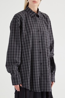 Клетчатая рубашка оверсайз с логотипом Balenciaga