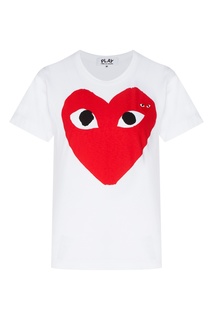 Футболка с принтом Double Large Hearts Comme DES GarÇons Play