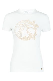 Белая футболка с рисунком из стразов Versace Collection