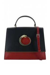 Красная кожаная сумка с черным клапаном Cavalli Class