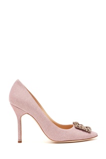 Розовые туфли Hangisi с глиттером Manolo Blahnik