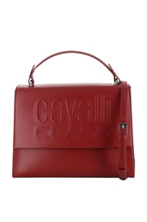 Красная кожаная сумка с логотипом Cavalli Class