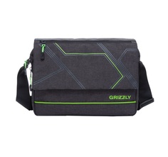 Сумка молодежная Grizzly цвет: черный-салатовый 35.5х25х12 см