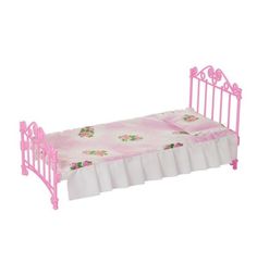 Мебель для куклы Огонек Кроватка розовая с постельным бельем ОГОНЕК.