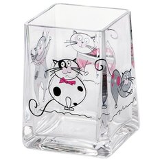Стакан для зубных щеток Tatkraft Acryl Funny Cats 12950 прозрачный с котами