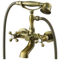 Смеситель для ванны с душем KAISER Carlson Style 44322-1 bronze двухрычажный лейка в комплекте бронза