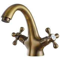 Смеситель для раковины (умывальника) KAISER Carlson Style 44311-1 brass antique двухрычажный латунь