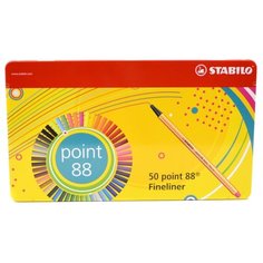 STABILO набор капиллярных ручек Point 88 50 цветов, 0.4 мм в металлической коробке (8850-6)