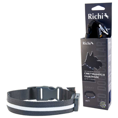 Ошейник Richi Led нейлоновый S, USB 32-34 см черный