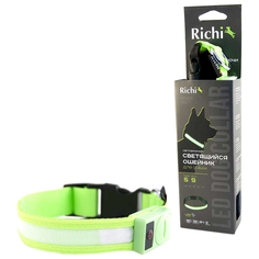 Ошейник Richi Led лента, нейлоновый S 32-34 см зеленый