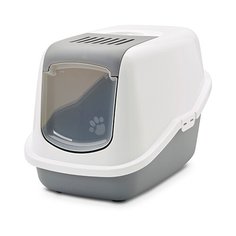 Туалет-домик для кошек SAVIC Nestor 56х39х38.5 см белый/серый