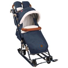 Санки-коляска Nika Ника Детям 7-8 (НД7-8) в елочку синий