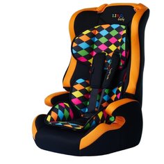 Автокресло группа 1/2/3 (9-36 кг) Liko Baby LB-513, цветной ромб/оранжевый