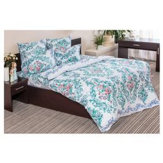 Постельное белье 2-спальное с евро простыней Ночь Нежна Нежная роза 70 х 70 см бязь голубой