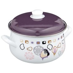 Кастрюля Savasan Идиллия 1450 4,8 л, белый/фиолетовый