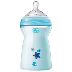Chicco Бутылочка Natural Feeling, 330 мл с 6 мес., голубой