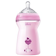 Chicco Бутылочка Natural Feeling, 330 мл с 6 мес., розовый