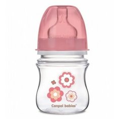 Canpol Babies Бутылочка антиколиковая с широким горлом EasyStart Newborn Baby 120 мл с рождения, розовый