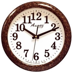 Часы настенные кварцевые Алмаз H09-H12 темно-коричневый/белый