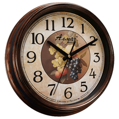 Часы настенные кварцевые Алмаз A63 темная медь/бежевый