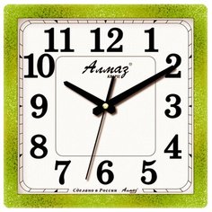 Часы настенные кварцевые Алмаз K64 зеленый/белый