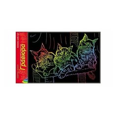 Гравюра Рыжий кот Котята Мейн-Кун, в пакете с ручкой (Г-6179) цветная основа