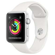 Часы Apple Watch Series 3 38mm Aluminum Case with Sport Band серебристый/белый
