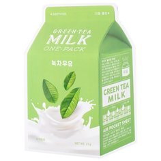 APIEU Маска тканевая с молочными протеинами и экстрактом зелёного чая Green Tea Milk One-Pack, 21 г