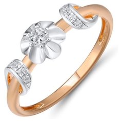 Бронницкий Ювелир Кольцо из красного золота R01-D-R300075DIA-R17, размер 16.5