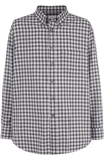 Хлопковая рубашка с воротником button down Brioni