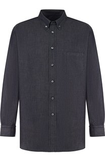 Рубашка из смеси хлопка и кашемира с воротником button down Brioni