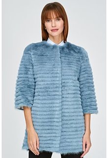 Норковая шуба с отделкой натуральной кожей Virtuale Fur Collection