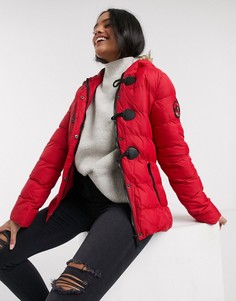 Дутая куртка с искусственным мехом на капюшоне Brave Soul-Красный