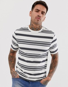Бело-синяя футболка в полоску River Island-Белый