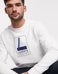 Свитшот с круглым вырезом и логотипом Lacoste-Белый