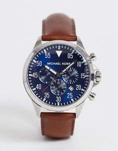 Часы-хронограф с коричневым кожаным ремешком Michael Kors MK8362 Gage-Коричневый