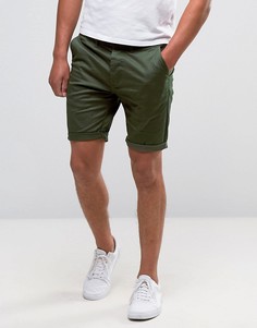 Зауженные шорты чиносы цвета темного хаки ASOS DESIGN-Зеленый