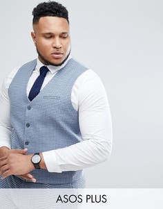 Супероблегающий жилет в клеточку ASOS PLUS-Синий