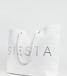 Эксклюзивная пляжная сумка с принтом \"Siesta\" цвета розового золота South Beach-Белый
