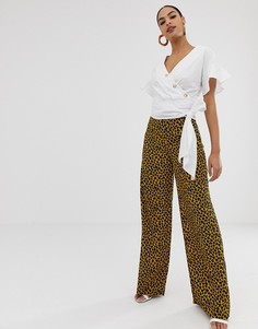 Широкие брюки с леопардовым принтом In The Style-Мульти