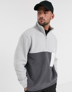 Черный флисовый джемпер Topman