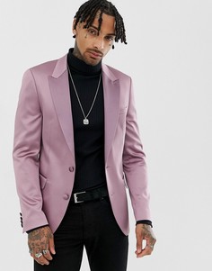 Атласный приталенный блейзер ASOS DESIGN-Фиолетовый