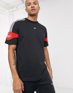 Черная футболка с логотипом-трилистником adidas Originals-Белый
