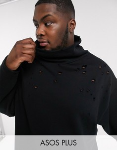 Oversized-свитшот с широким вырезом ASOS DESIGN Plus-Черный